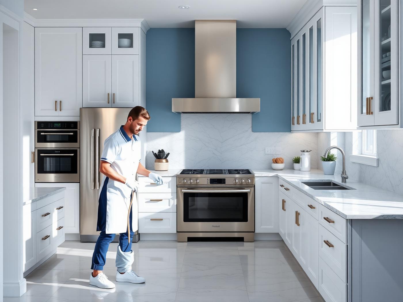 Sanitised modern kitchen with premium appliances